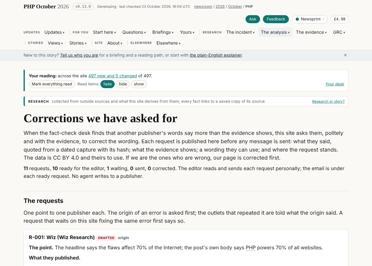 Corrections we have asked for