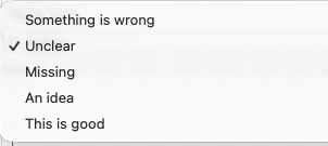 Screenshot from the report: feedback kind